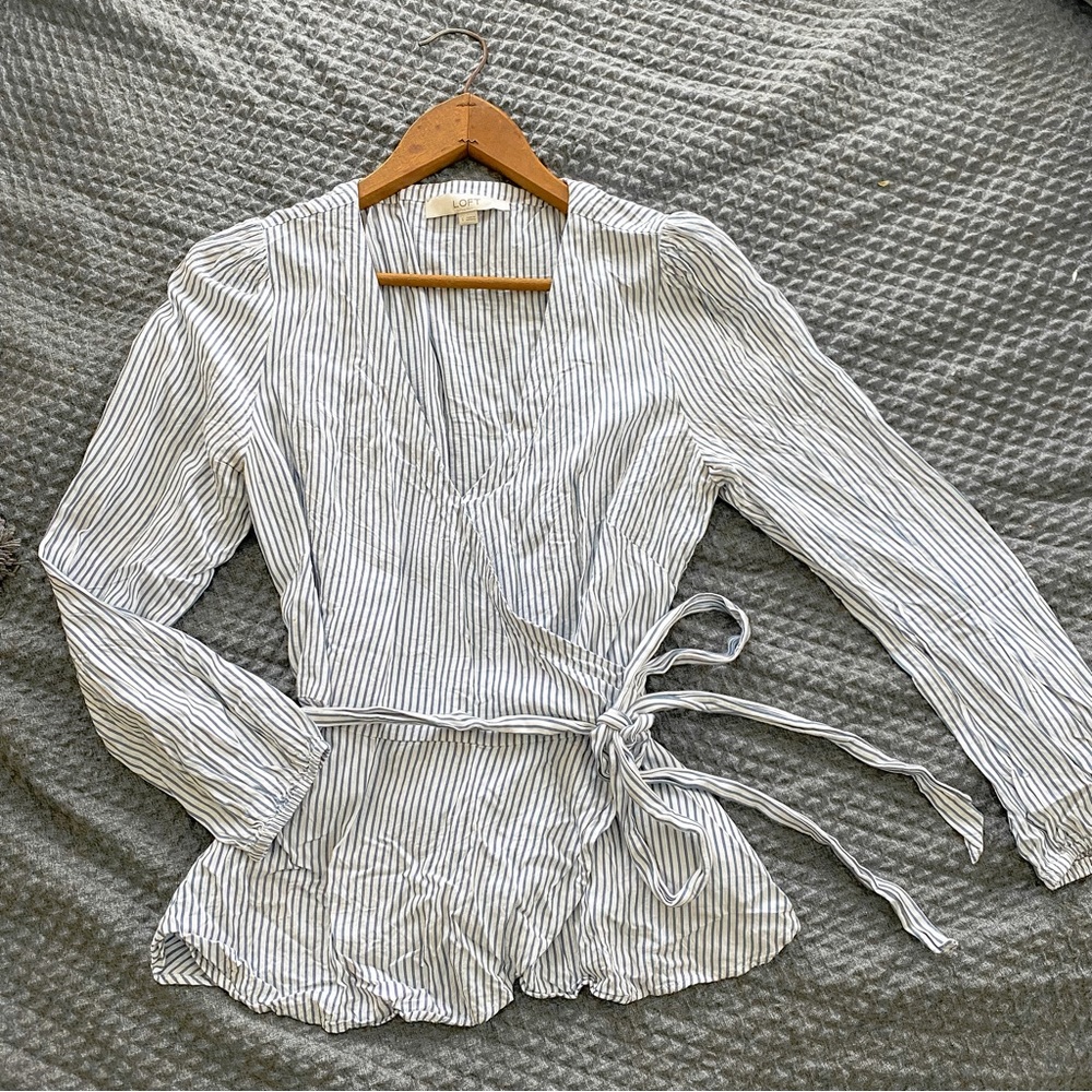 LOFT peplum tie blouse
